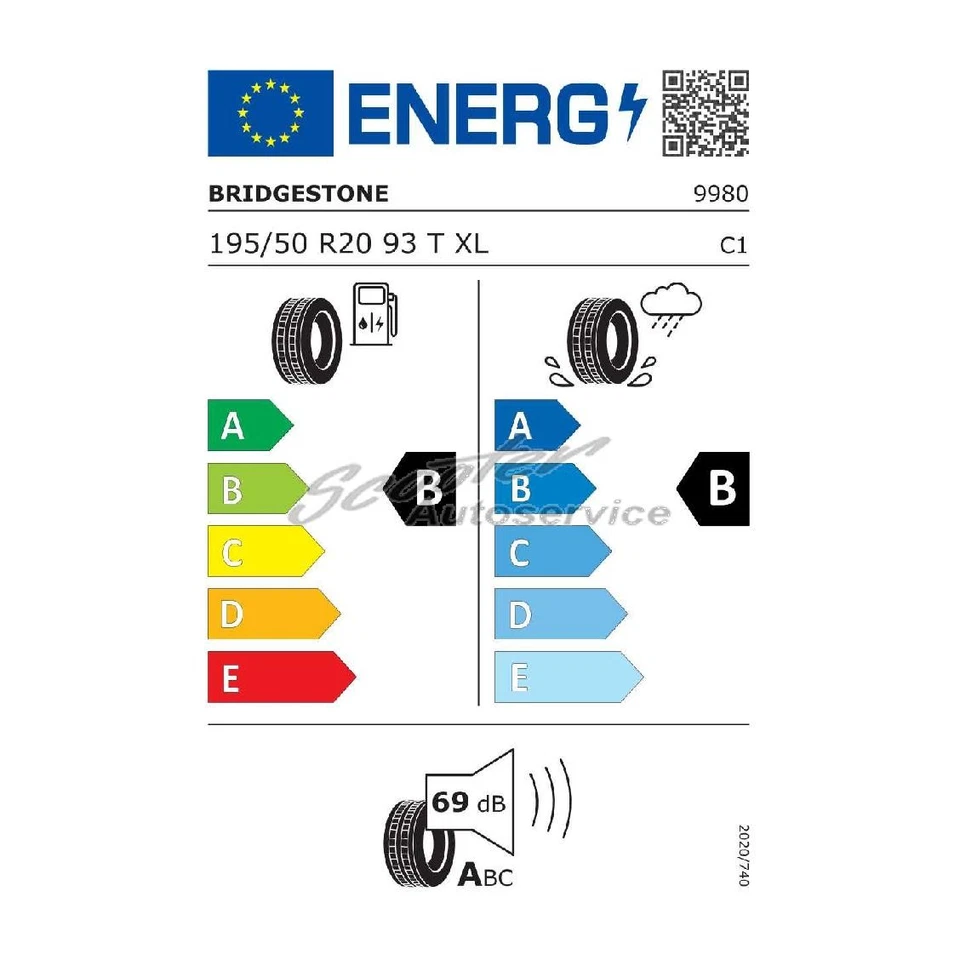 1x 195/50 R 20 93T Sommer-Reifen Bridgestone EP-500 * Ecopia XL | 6972 - Bild 2 von 4