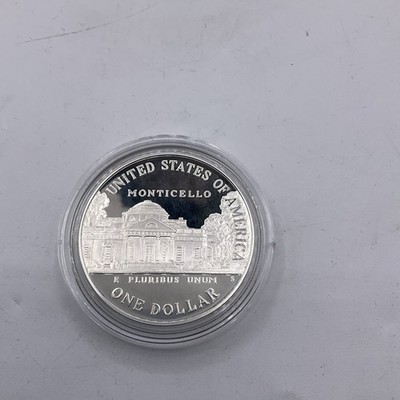 1993 Thomas Jefferson 250th Anniversary Silver Dollar Proof 90