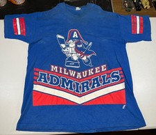 vtg SINGLE STITCH Milwaukee Admirals hockey jersey shirt blue XXL Salem Sport 90