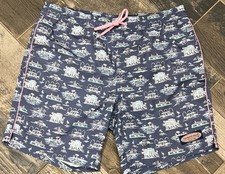 Vineyard Vines Printed Chappy Swim Trunks Shorts Blue Lined Men  s Size XS 30-32