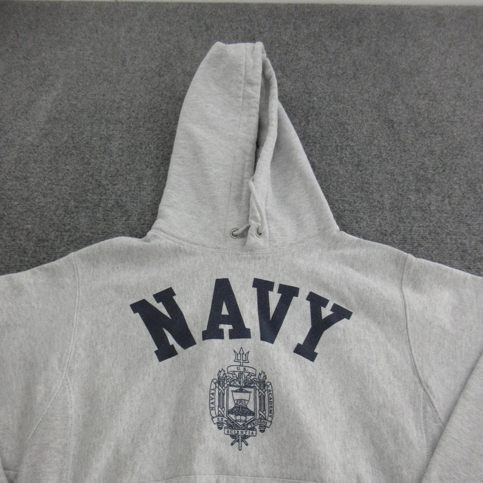 Sudadera con Capucha De Colección Azul Marino Para Hombres Pequeña Gris Tejido Inverso Azul Marino Academia Naval de Estados Unidos Gráfico Foto 2 de 4