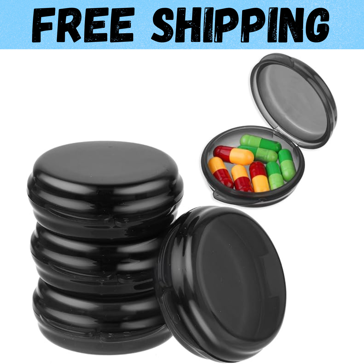 5PCS Small Pill Box,Travel Round Pill Case,Portable Pill Container Holder