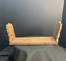 Vintage Floral Design Hand Carved Wood Expandable Book Stand Holder