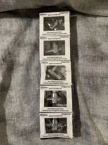 (5pk) Quarter turn Angle Stop Lever PROFLO 1/2 x 3/8 PFXQAPP32C Pex Compression - Picture 1 of 4