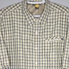 EDDIE BAUER Travex Shirt Mens Large Tall Plaid Outdoors Short Sleeve TL Yellow