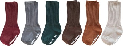 VWU Baby Crew Socks with Grips Unisex Toddler Infant 1-3T, Neutral Color B 