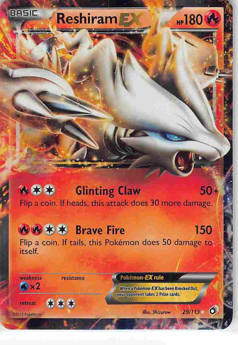 Reshiram EX 29/113 Holo Rare EX Legendary Treasures Pokemon NM