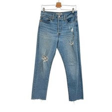 Levi's Wedgie Straight Jeans Distressed Denim Medium Wash Blue Size 30