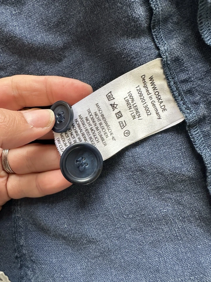 Oska BNWT Blue 100% Linen Jacket Size 4 UK 16-18 Pockets Longline - Image 3 of 4