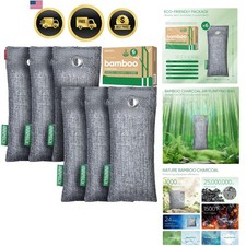 Activated Charcoal Odor Absorber,6 Pack Nature Odor Eliminator for Shoes, Bam...