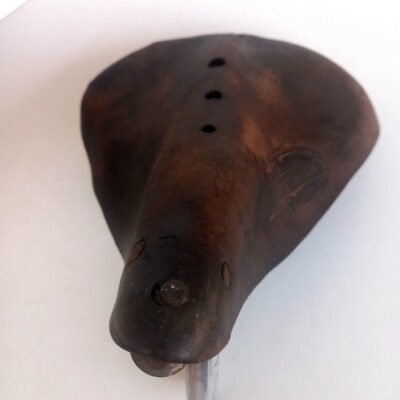 Selle Vélo Cuir Ancienne - Croupon - Henri Gauthier - Made In France - 80s