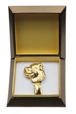 Cane Corso - gold plated clipring with image of a dog in box, Art Dog UK