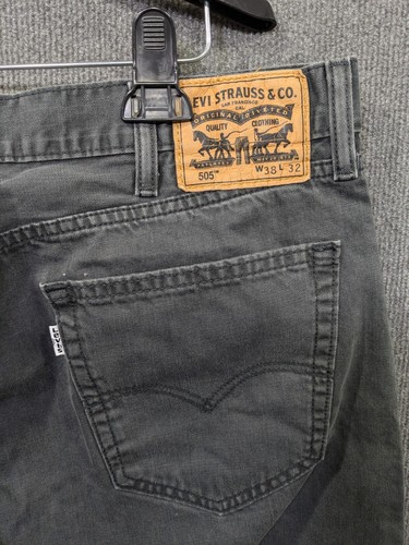 Levis 505 Jeans Mens 38x32 (38x30) Straight Leg Black Denim Modern - Bild 7 von 12