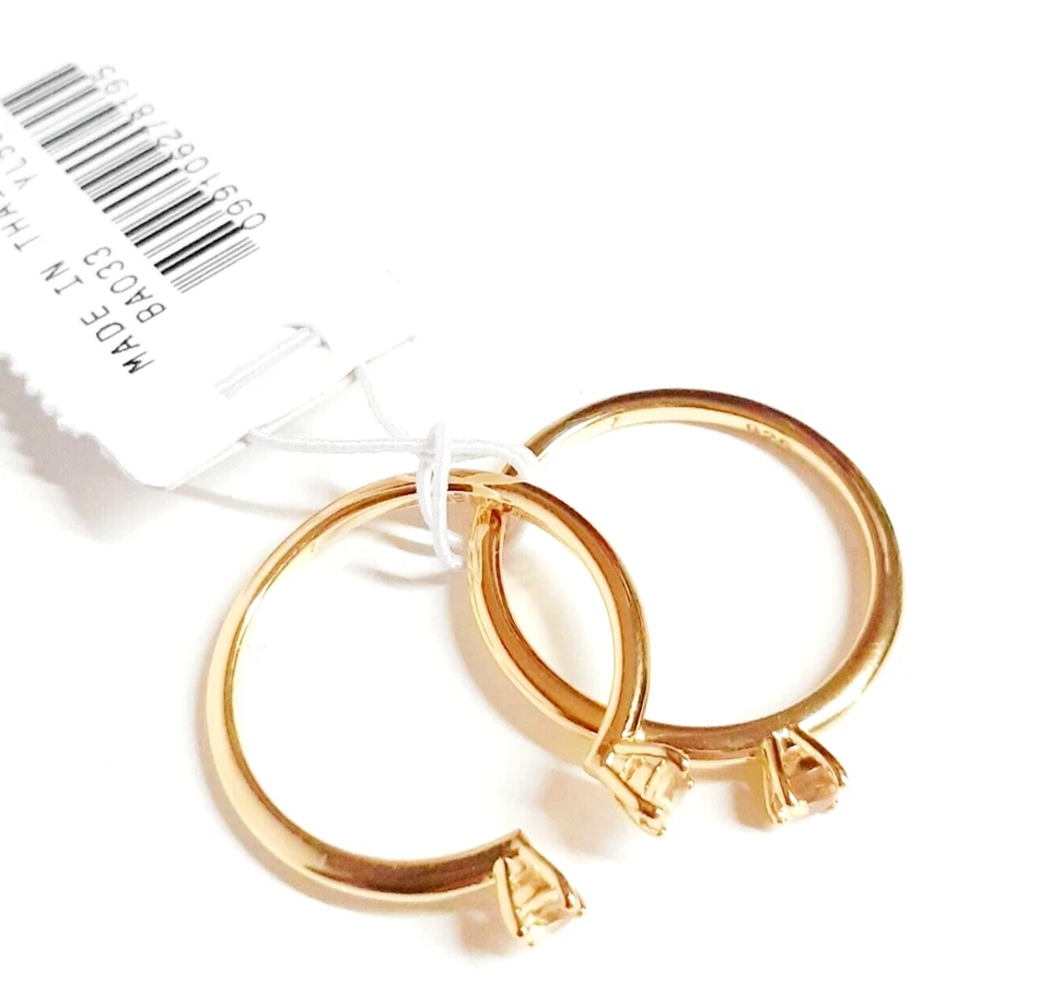 Juego de anillos de placa de oro fino de 14k J.Crew Demi tamaño 7 enchapado en azafrán plateado BA033 NUEVO CON ETIQUETAS Foto 4 de 4