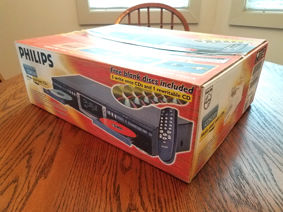Philips CDR200 Dual Deck Recorder Remote 5 Unused CDs Cords Box READ DESCRIPTION - Image 4 of 4