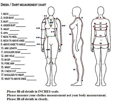 Anarkali Measurement Chart