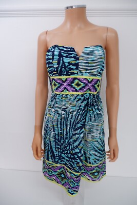 Alice & Trixie Damen BRANDNEU Trina Kleid Größe M Mittelblau Gemustert 290£