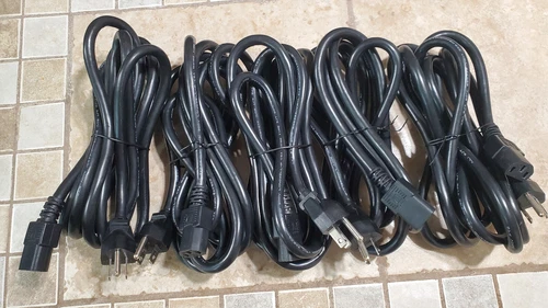 ⭐️⭐️⭐️⭐️⭐️ LOT of (5) 10ft 300V 3 x 14AWG Black 3 Prong Universal Power Cords US