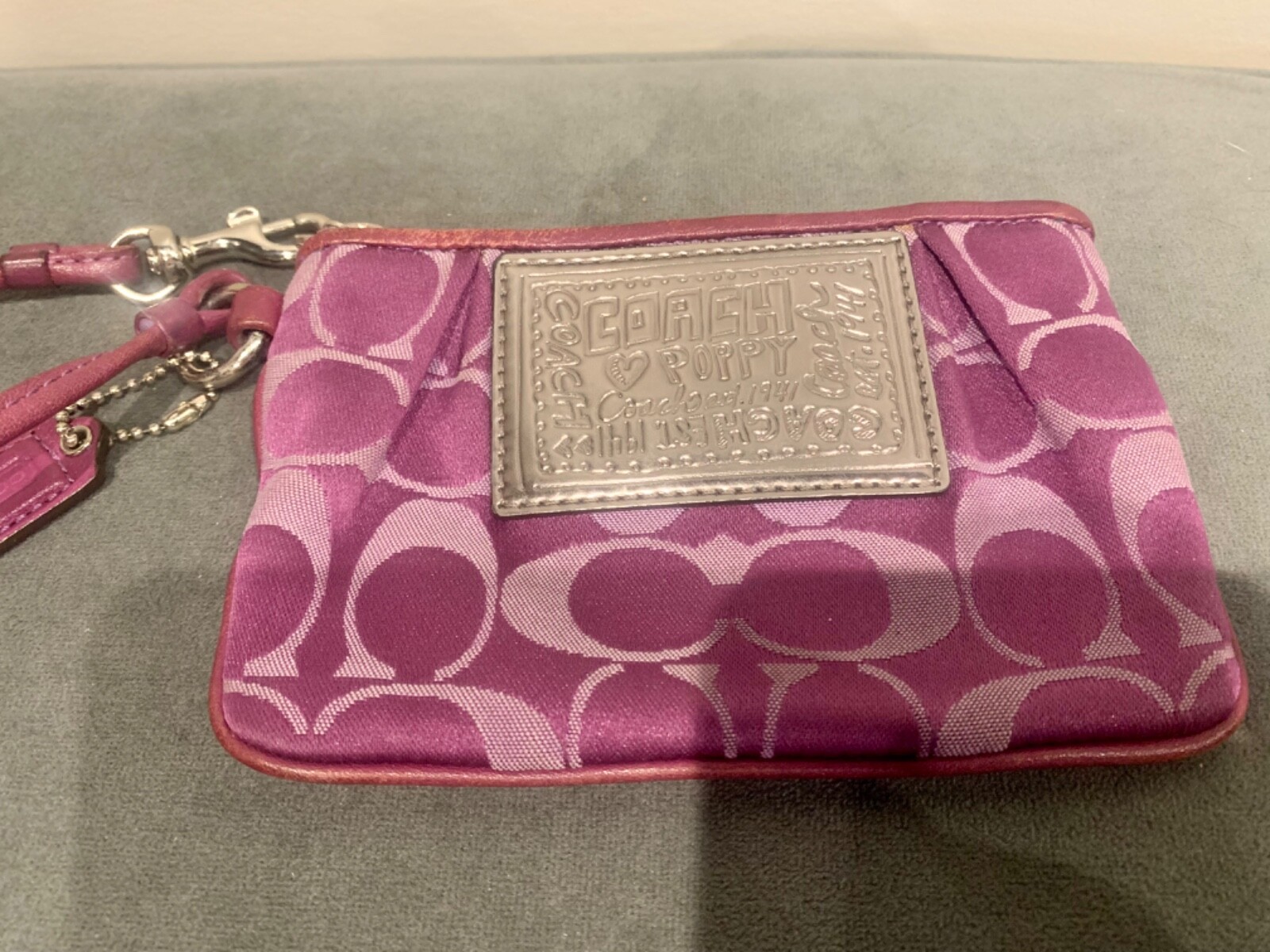 Coach Signature Poppy Wristlet in Purple Gem