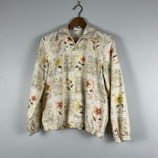 Vintage Alfred Dunner Size 18 flower print jacket cream w/ beads