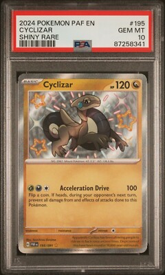 PSA 10 Low Pop Cyclizar 195/091 Shiny Paldean Fates PAF EN PSA 10 Low Pop Cyclizar 195/091 Shiny Paldean Fates PAF EN