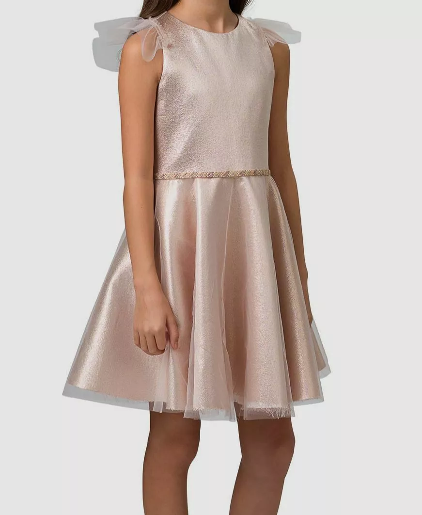 215 Zoe Ltd Kids Girl s Pink Metallic Tulle Sleeveless Braided Dress Size 16