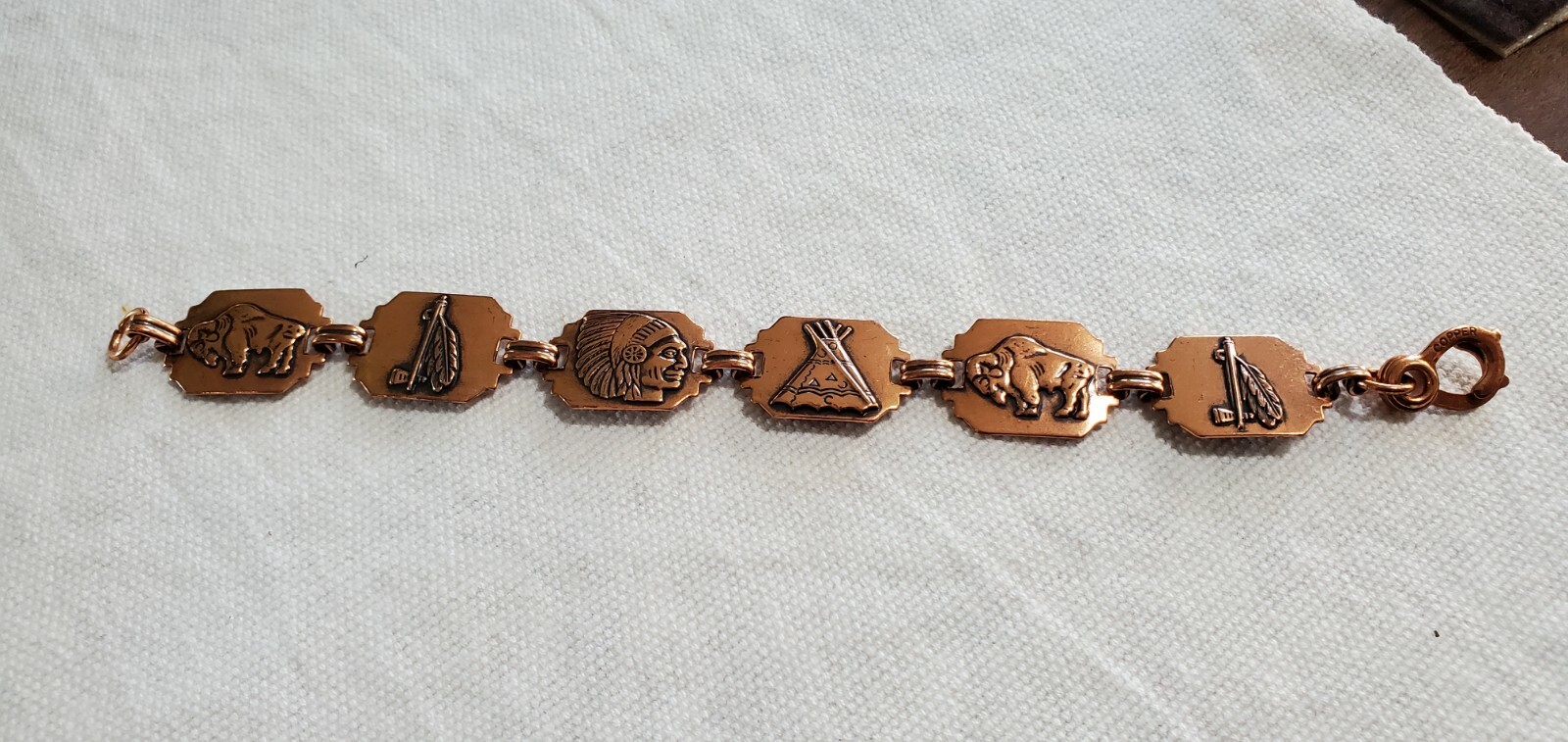 Solid COPPER BRACELET 7.5" Native American Stampe… - image 2