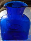 MCM Blenko Art Glass Water Jug Cobalt Blue Bottle Carafe Vase with Double Spout