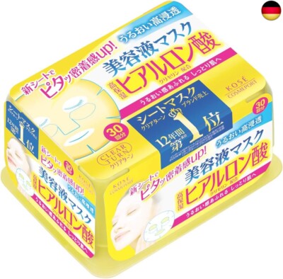 Kose Clear Turn Essence Facial Mask with Hyaluronic Acid - 30 masks