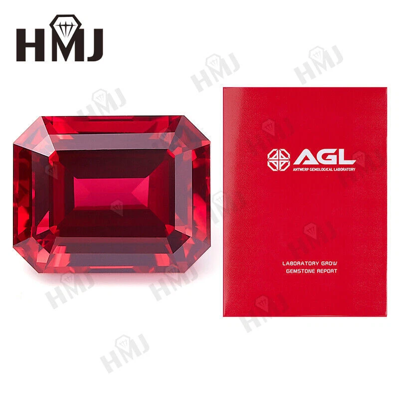 Ruby Emerald Cut Loose Gemstone Lab-Created Genuine Corundum Lab Grown Jewelry - Image 2 of 4