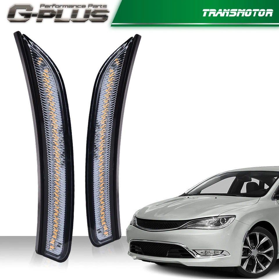 Ajuste para Chrysler 200 2015-2017 lente ahumada delantera luces LED laterales 1 par Foto 2 de 4