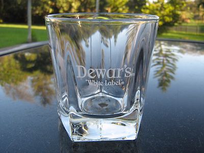 DEWAR'S SCOTCH WHISKY  5 SIDED  GLASS FANCY WHITE LABEL LOGO SEE PHOTOS