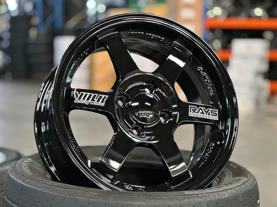 New 15x6.5 ET40 D1 TE37 OG Design (4 Wheel) 4x100 fit HONDA TOYOTA MAZDA BLACK — 第 3/4 张图片