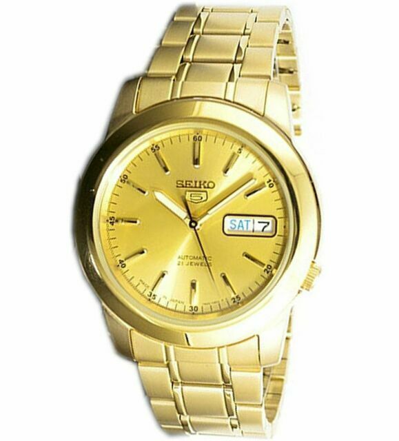 New Seiko 5 Automatic Champagne Dial Yellow Gold-tone Men's