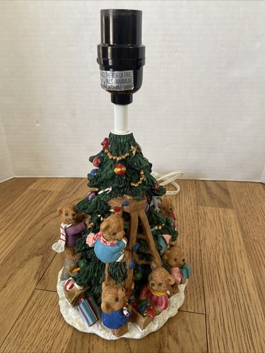 Vintage Ceramic Christmas tree Bears Lamp