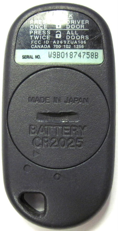 A269ZUA1O6 HONDA LLAVE MENOS CONTROL REMOTO 96-00 ACUERDO CÍVICO ENTRADA SIN LLAVE GRIS COCHE LLAVERO Foto 2 de 4