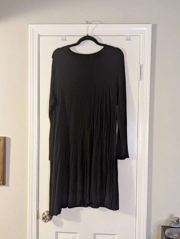 Old Navy Dark Heather Gray Black Long sleeve Swing Dress Size XL Stretchy & Soft - Image 4 of 4