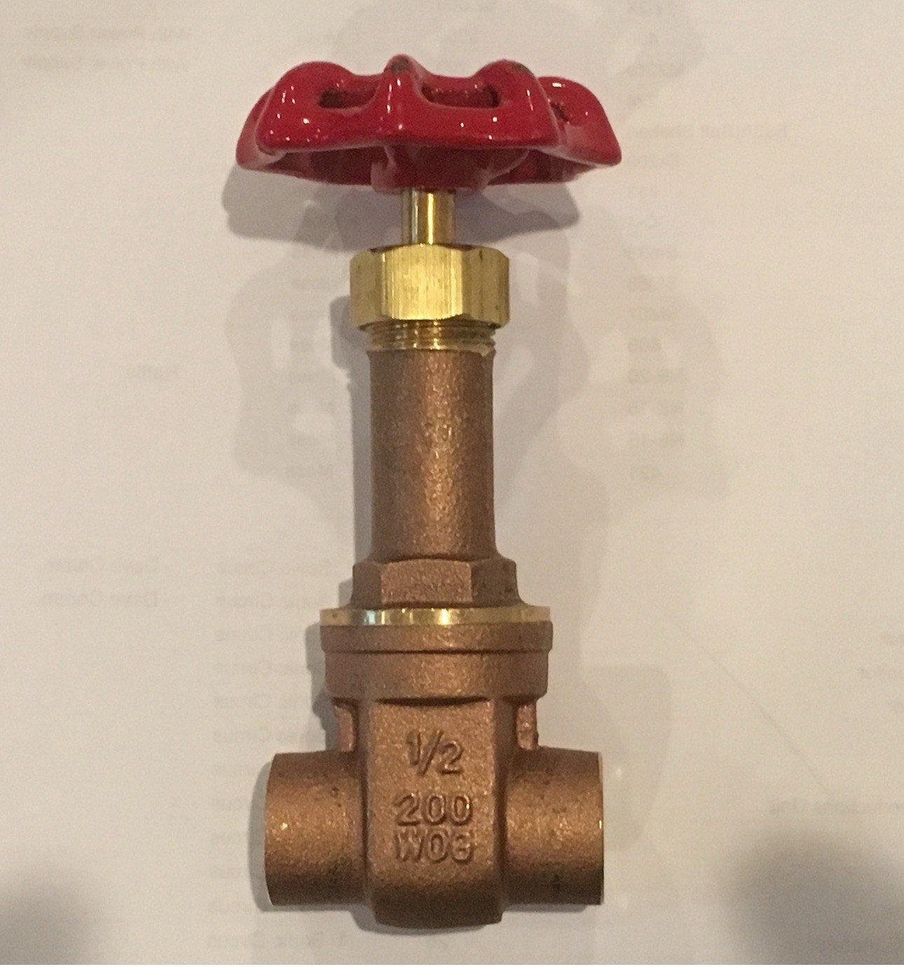 1/2 in Brass Gate Valve Manual Rising Stem 200 psi WOG for Water