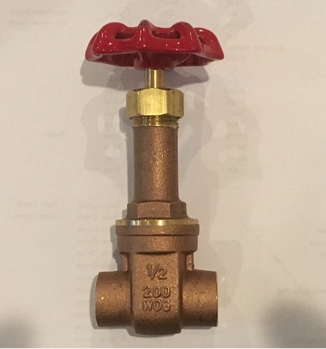 1/2 in Brass Gate Valve Manual Rising Stem 200 psi WOG for Water