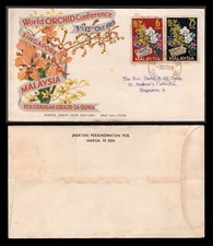 Malaysia 1963 Orchids Conf First Day Cover with Singapore A postmark.