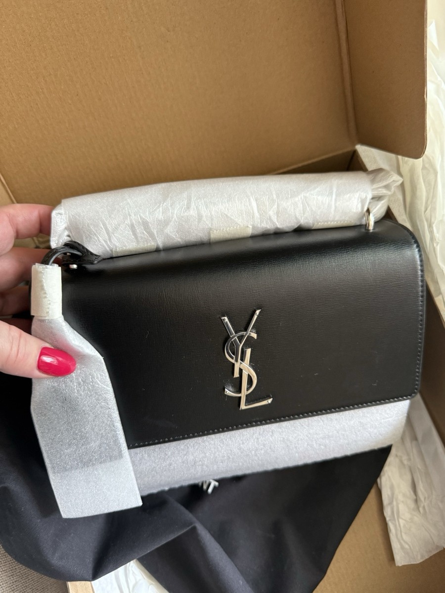 YSL Saint Laurent SUNSET Medium Bag Black Smooth Leather YSL Saint Laurent SUNSET Medium Bag Black Smooth Leather
