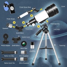 1x 70mm Astronomical 150X Telescope with Phone Adapter Barlow Lens for Kids Gift