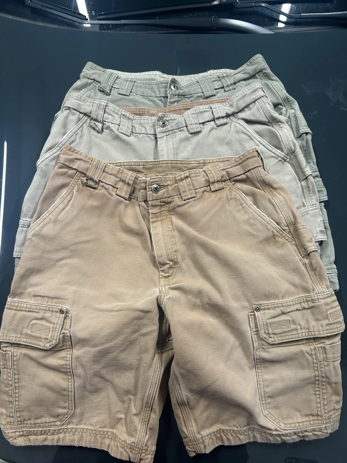 Duluth Flex Fire Hose Olive Tan Gray Cargo Utility Shorts Work Wear 36 3 Pair !!