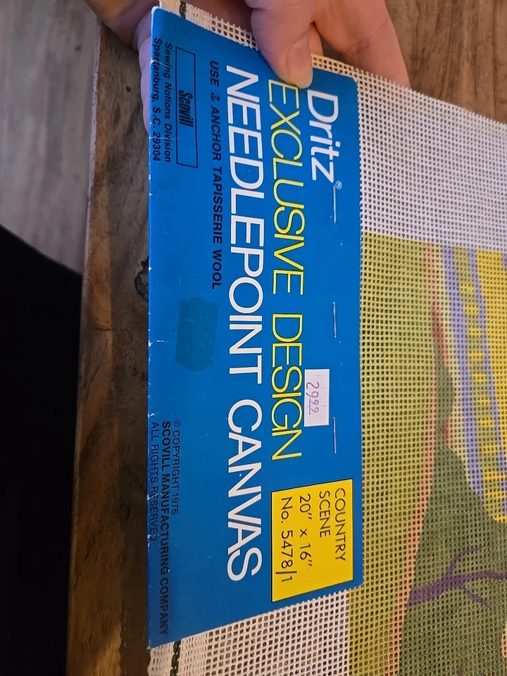 Needlepoint Canvas Vintage Dritz Scovill 1970's Country Scene Barn Red Farm  - Image 3 of 4