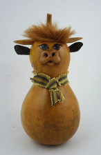 Vintage Folk Art Cow Gourd Farmhouse Decor