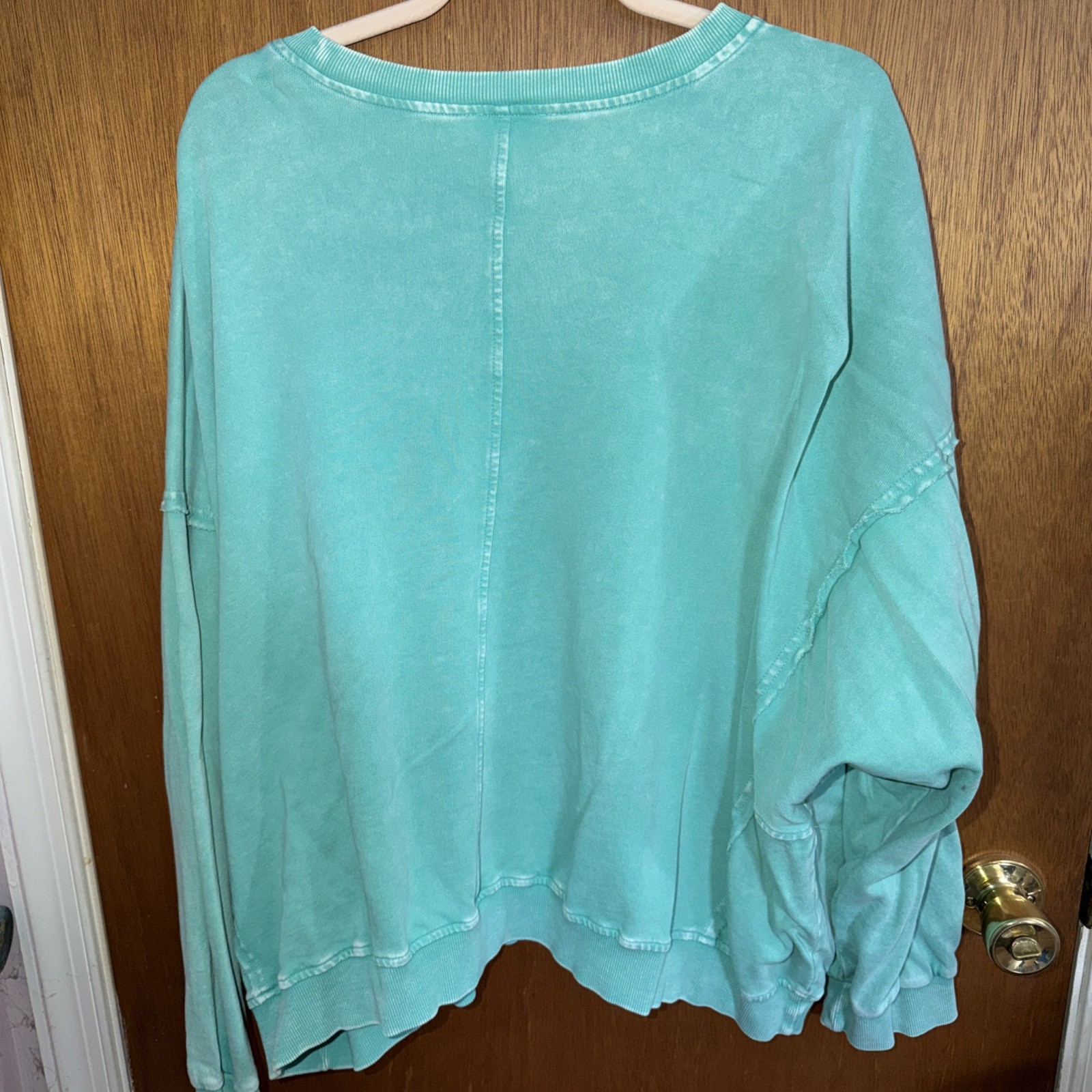 Easel 2x Floral Patchwork Aqua Pullover - image 4