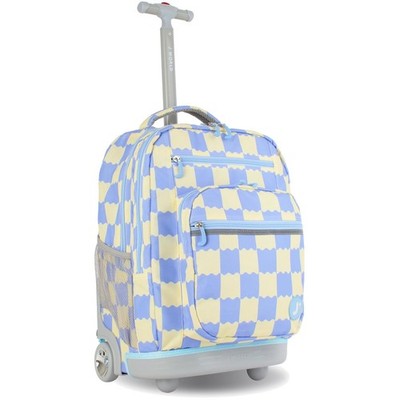 J World 20'' Sundance Rolling Backpack - Wiggle Blue, Water-Resistant & Spacious
