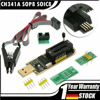 CH341A 24 25 Series EEPROM Flasher USB BIOS Programmer Mit SOIC8 Clip On-Bo H7Y1