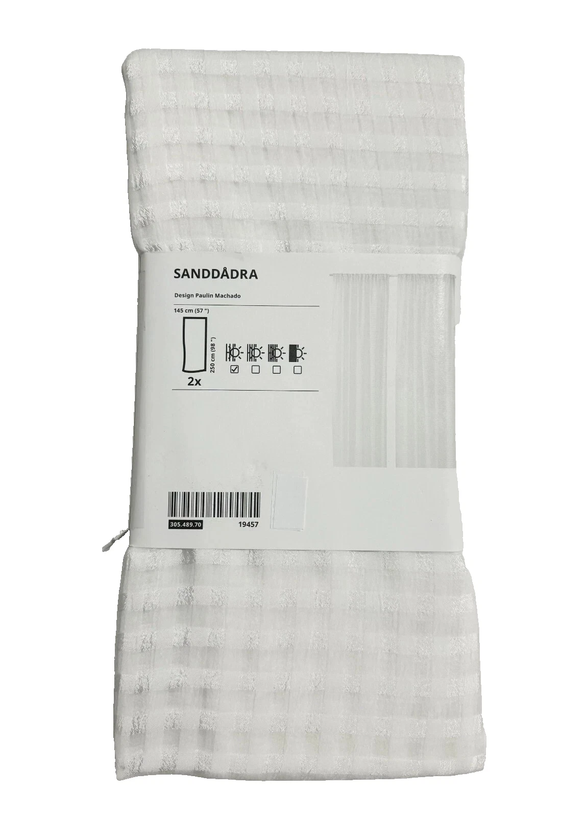 IKEA SANDDADRA Sheer Curtains 1 Pair White 57x98" Rod Pocket 305.489.70-NEW