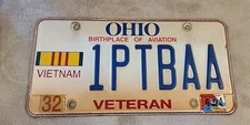 Vintage Steel Ohio License Plate Vietnam Veteran Expired/Obsolete Wall Hanger